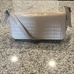 Vagabond Cream Croc-Embossed Shoulder Bag